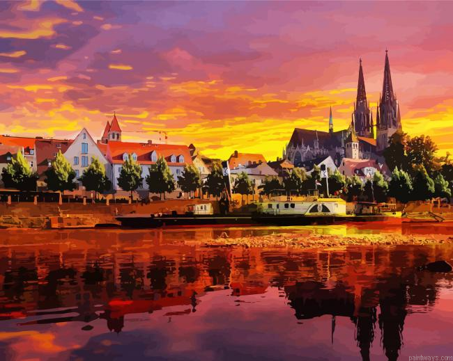 Regensburg At Sunset Painting By Numberss.png
