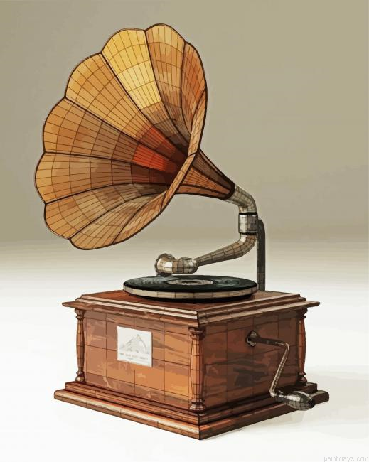 Retro Gramophone Painting By Numberss.png