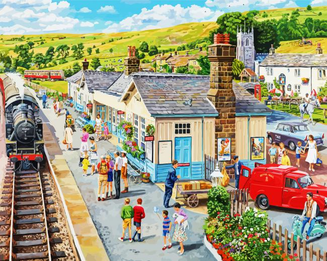 Retro Train Station Painting By Numberss.png