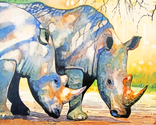Rhinos Animals Painting By Numberss.png