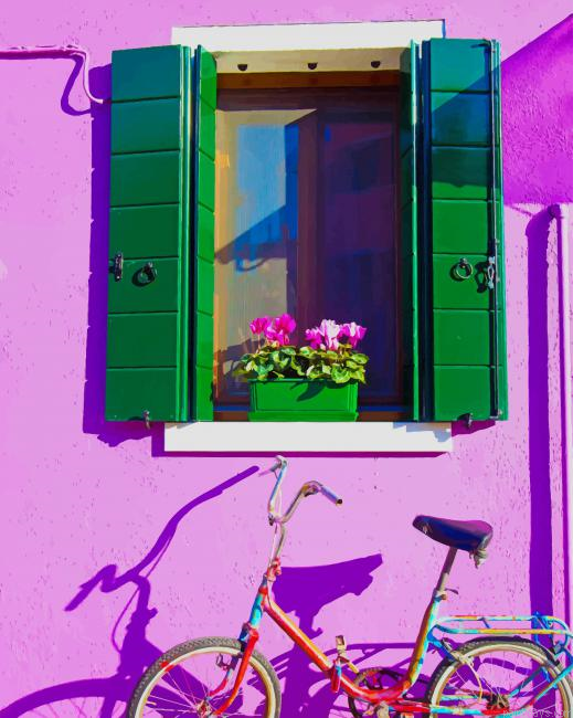 Road Bicycle In Purple Wall New Painting By Numberss.png