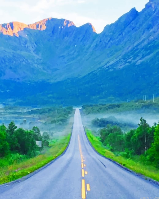 Road To The Mountains Landscapes Painting By Numberss.png