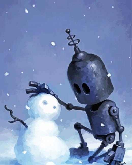 Robot And Snow Man Painting By Numberss.png