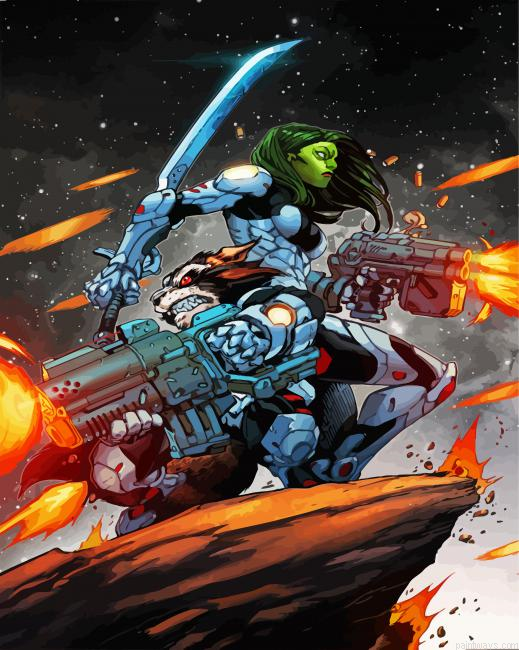Rocket And Gamora Painting By Numberss.png