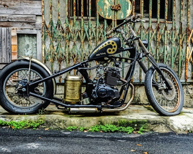 Rusty Old Harley Davidson Bikes Painting By Numberss.png