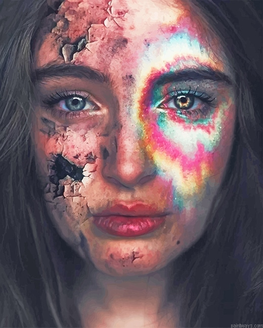 Sad Colorful Girl New Painting By Numberss.png