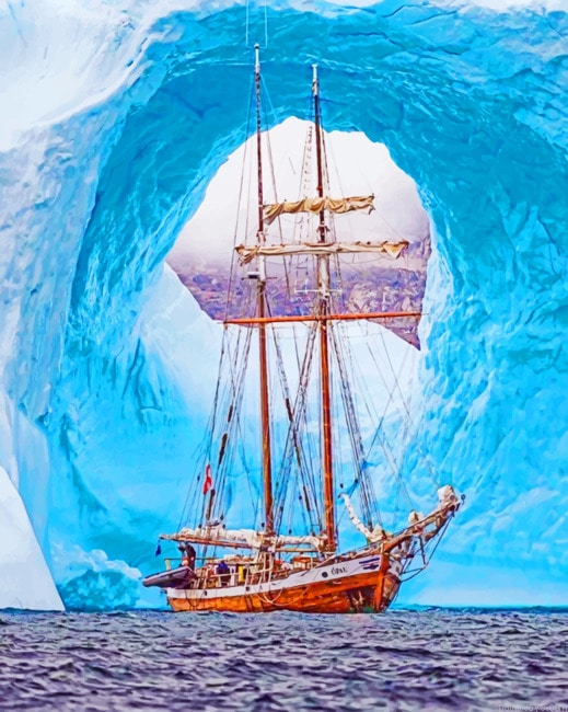 Sailboat In Iceberg Greenland Painting By Numberss.png