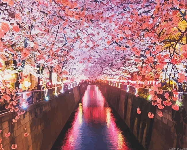 Sakura Cherry Blossom Japan Flowers Painting By Numberss.png
