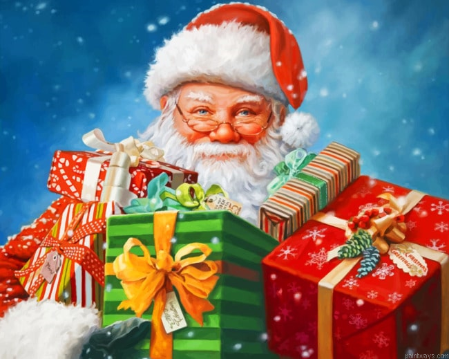 Santa Claus With Gifts Christmas Painting By Numberss.png
