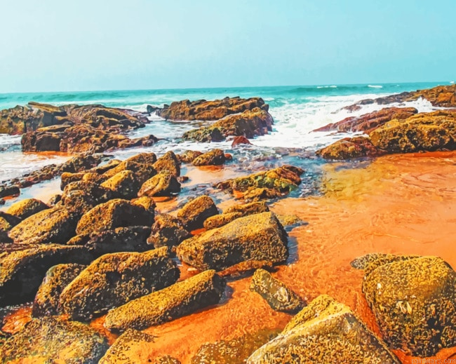 Sea Rocks Seascapes Painting By Numberss.png