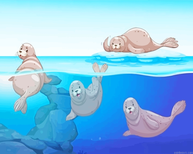Seals In Water Painting By Numberss.png
