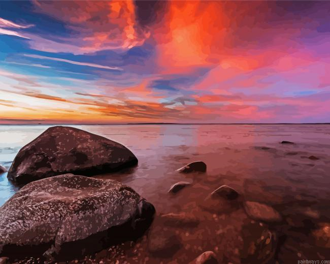 Seascape Sunset Painting By Numberss.png