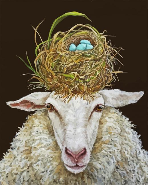 Sheep And Nest Painting By Numberss.png