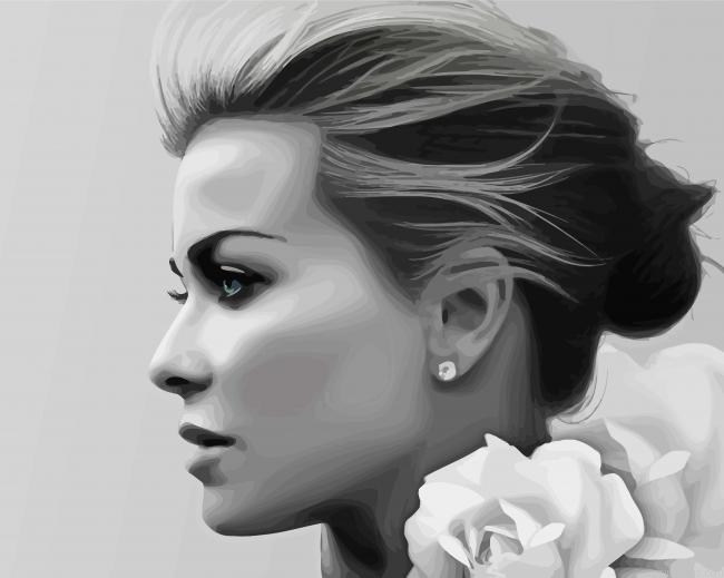 Side Profile Black And White Woman Painting By Numberss.png