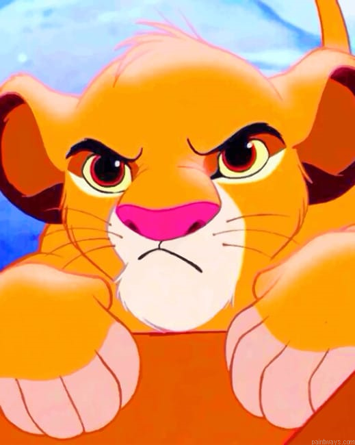 Simba Waking Up Cartoons Painting By Numberss.png