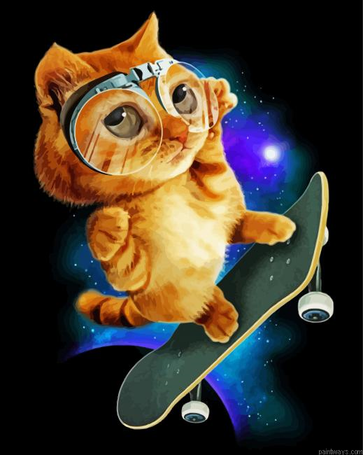 Skater Cat Animation Painting By Numberss.png