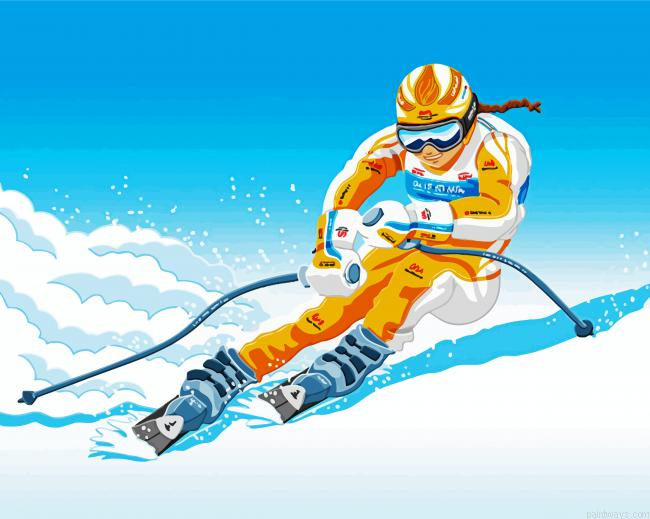 Skier Illustration Art Painting By Numberss.png