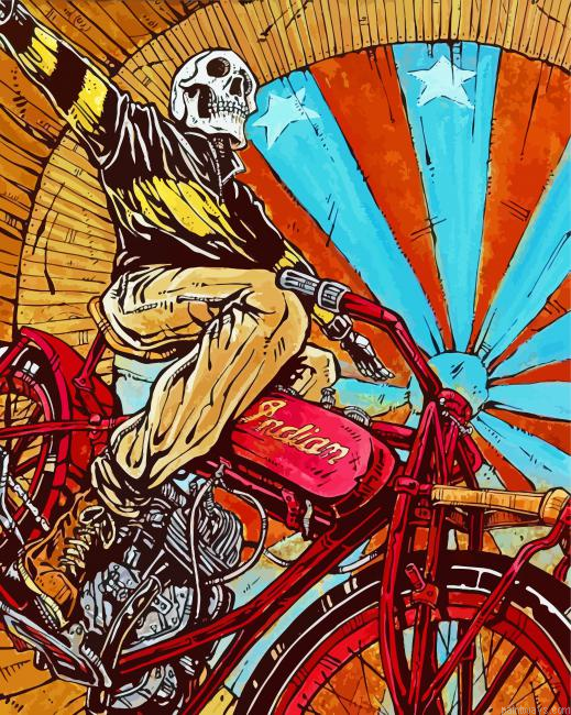Skull On Motorcycle Painting By Numbers.png