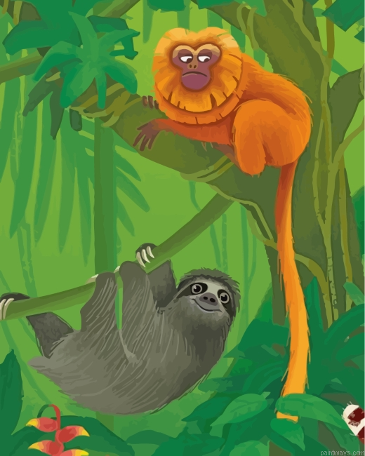 Sloth And Monkey Painting By Numbers.png