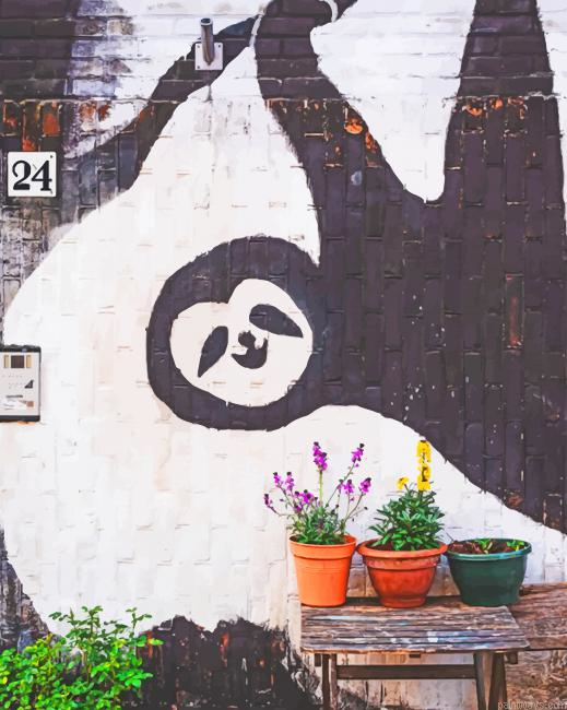 Sloth Graffiti In The Wall New Painting By Numberss.png