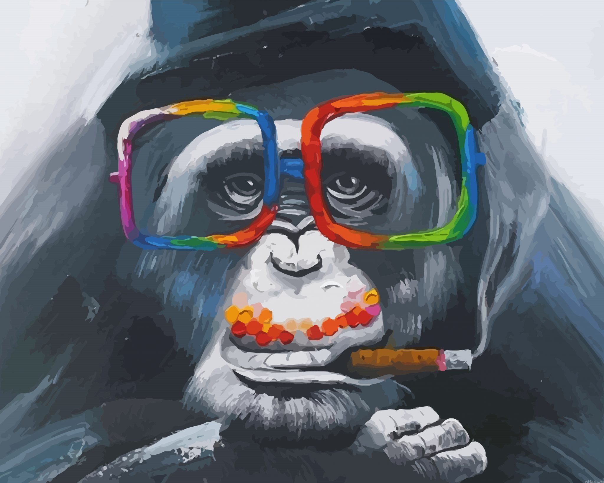Smoking Monkey Painting By Numbers.png