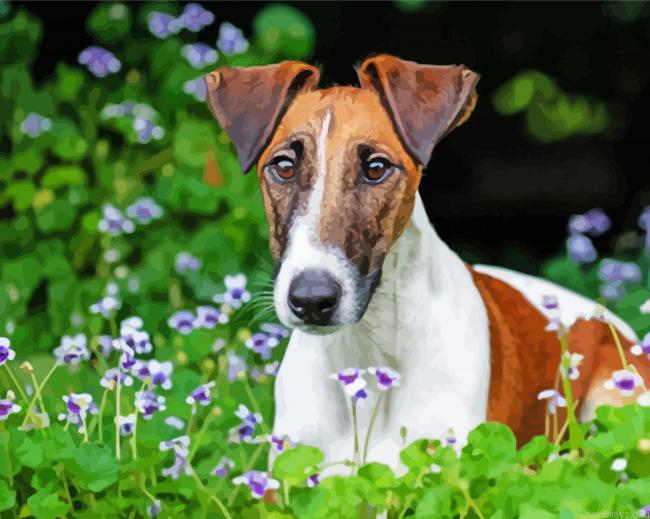 Smooth Fox Terrier With Flowers Painting By Numberss.png