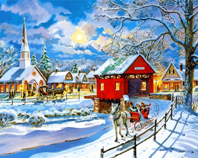 Snow Winter Country Painting By Numbers.png