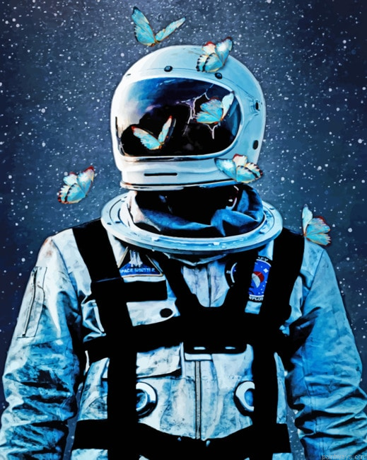 Space Man With Butterfly Painting By Numberss.png