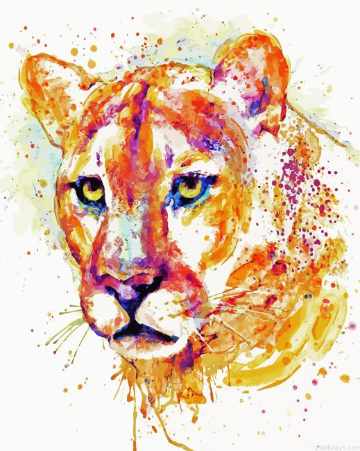 Splatter Cougar Head Painting By Numberss.png
