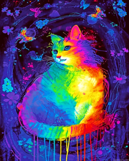 Splatter Rainbow Cat Animals Painting By Numberss.png
