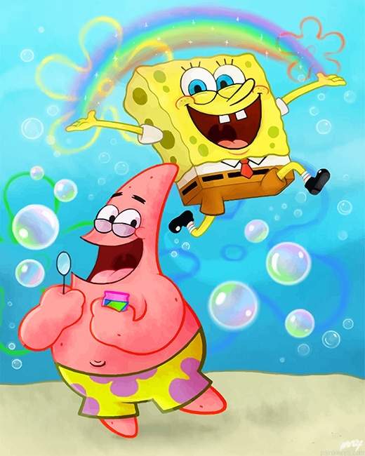 Spongebob Patrick Having Fun New Painting By Numberss.png