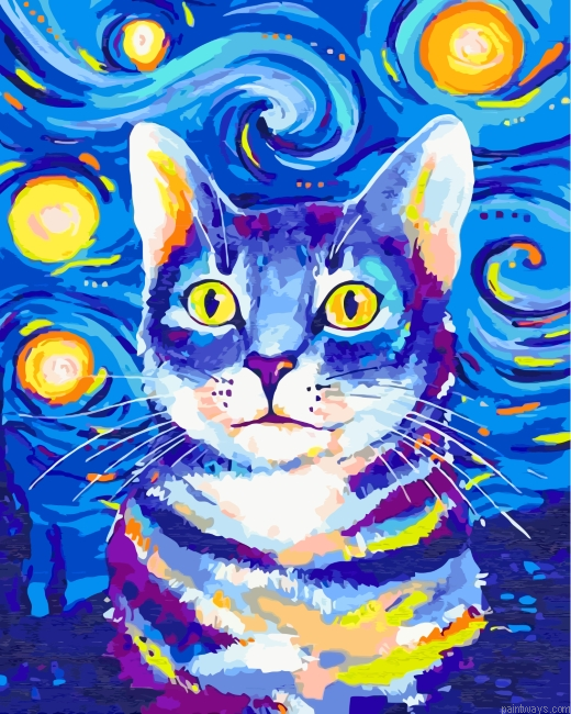 Starry Night Cat Painting By Numbers.png