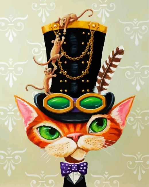 Steampunk Cat Painting By Numberss.png
