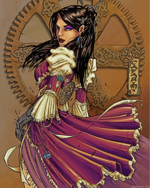 Steampunk Woman Painting By Numbers.png