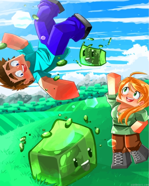 Steve And Alex Minecraft Painting By Numbers.png