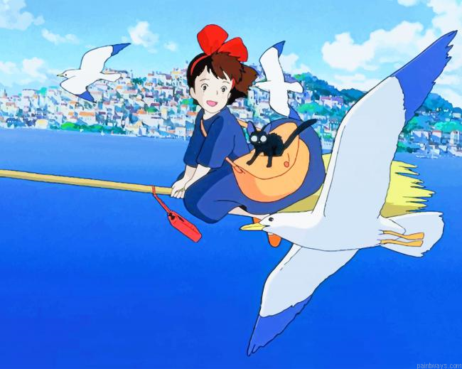Studio Ghibli Flying With Birds New Painting By Numberss.png