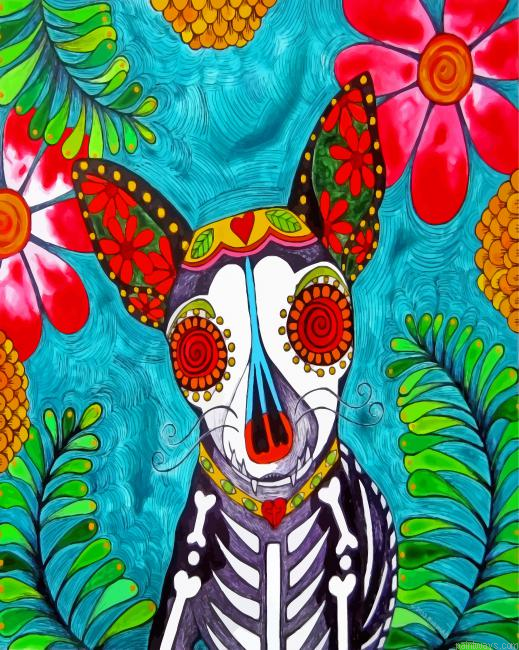 Sugar Skull Chihuahua Art Painting By Numbers.png