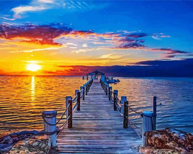 Sundown Sea Dock Painting By Numberss.png
