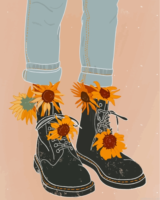 Sunflowers Boots Painting By Numberss.png
