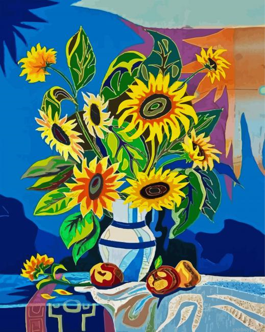 Sunflowers In Vase Painting By Numberss.png