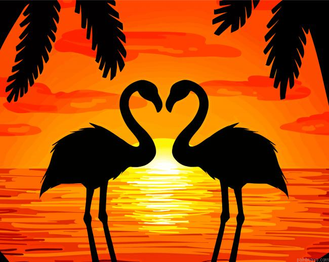 Sunset Heart Birds Painting By Numberss.png