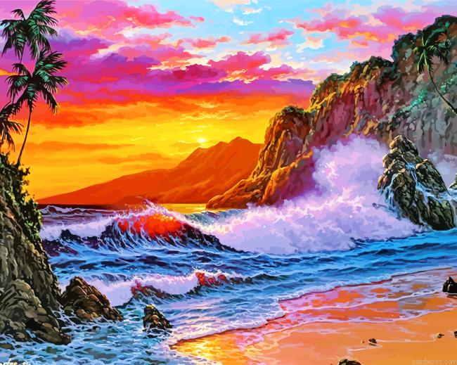 Sunset On Beach Painting By Numbers.png