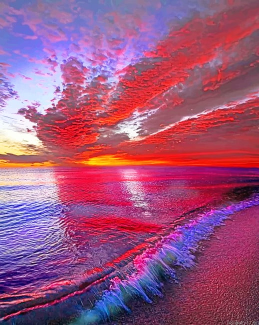 Sunset Over Michigan Beach Landscapes Painting By Numberss.png