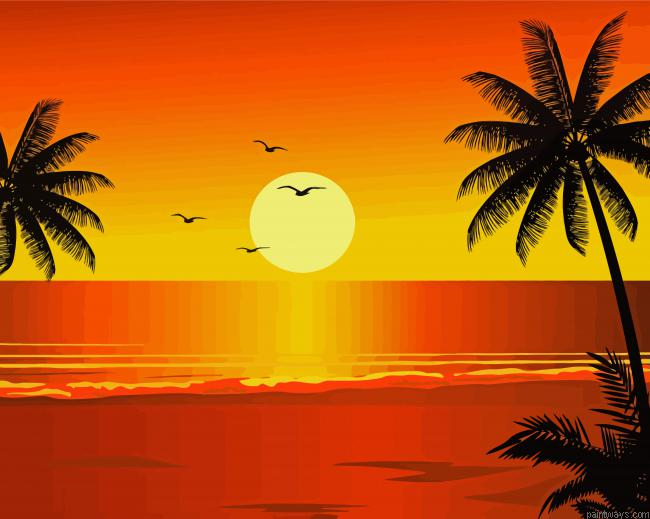 Sunset Time Silhouette Painting By Numberss.png