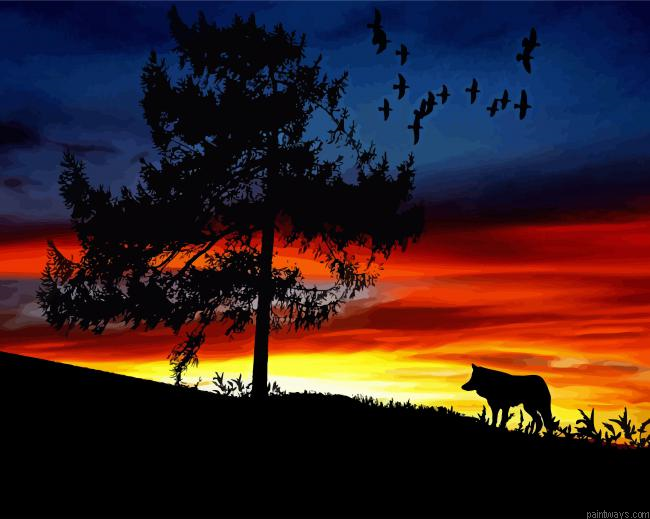 Sunset Wolf Painting By Numberss.png