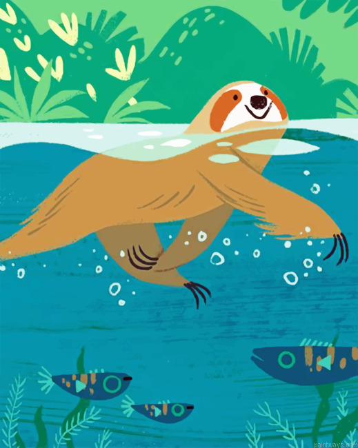 Swimming Sloth Painting By Numbers.png