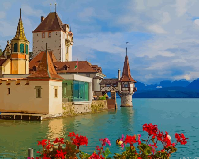 Switzerland Oberhofen Castle New Painting By Numberss.png