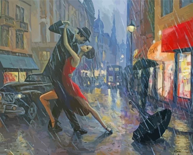 Tango Dancers In The Rain Painting By Numberss.png