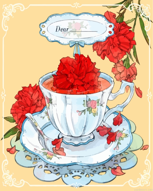 Tea With Red Flowers Painting By Numbers.png