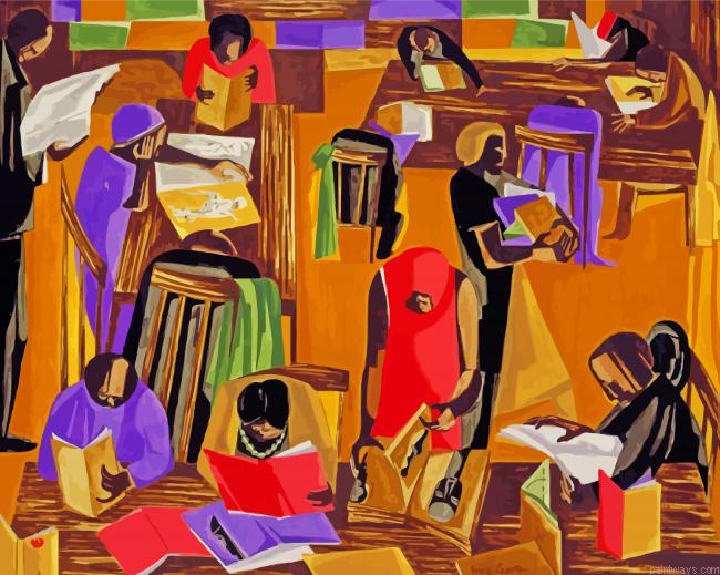 The Library By Jacob Lawrence Painting By Numberss.png